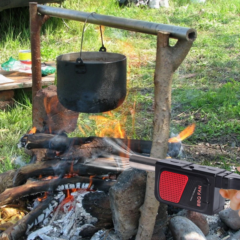 Ventilador elétrico portátil portátil para churrasco, Ventilador de ar para acampamento ao ar livre, Churrasco de piquenique, Ferramenta de cozimento