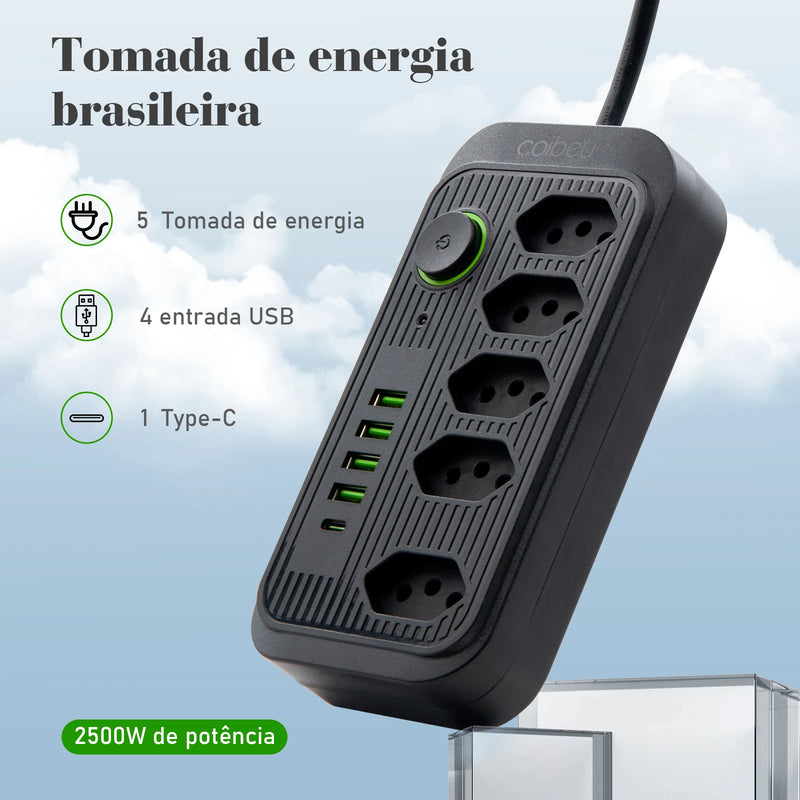 extensão tomada, Régua de tomada, filtro de linha, extensão elétrica, tomada usb, plug, régua tomadas de energia, filtro de linha brasil,100-220V，10A