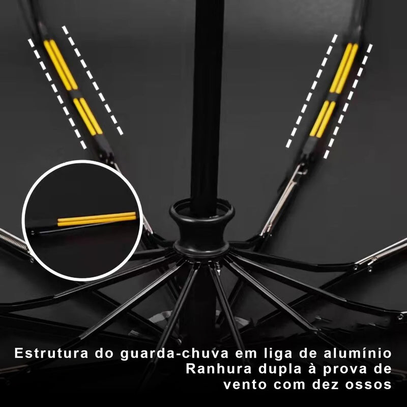 Guarda Chuva Dobrável Automático 10 Ossos com Luzes de LED