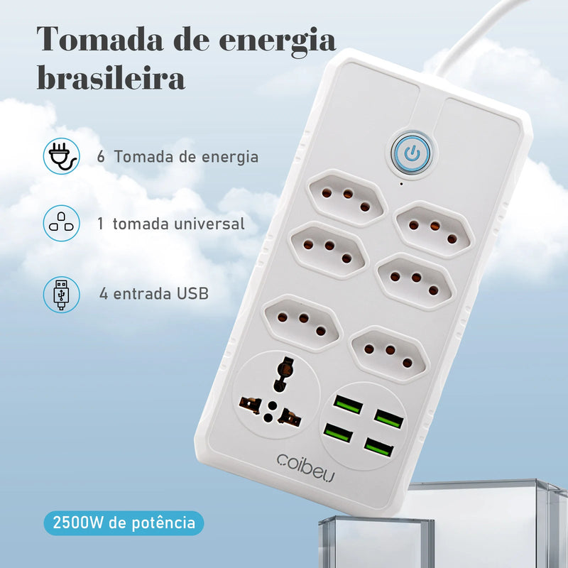 extensão tomada, Régua de tomada, filtro de linha, extensão elétrica, tomada usb, plug, régua tomadas de energia, filtro de linha brasil,100-220V，10A