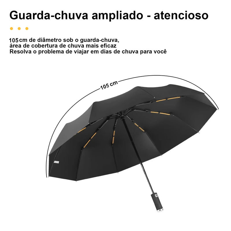 Guarda Chuva Dobrável Automático 10 Ossos com Luzes de LED