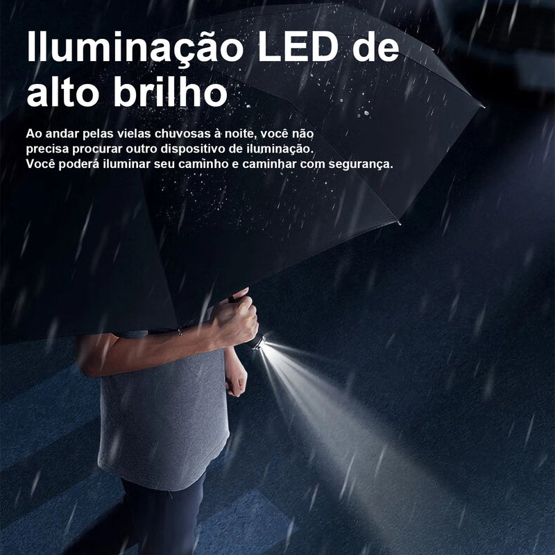 Guarda Chuva Dobrável Automático 10 Ossos com Luzes de LED